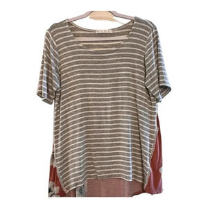 Striped shirt‎ with floral print back by Potters Pot